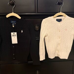 Polo by Ralph Lauren Black Cable Knit Cardigan 3T